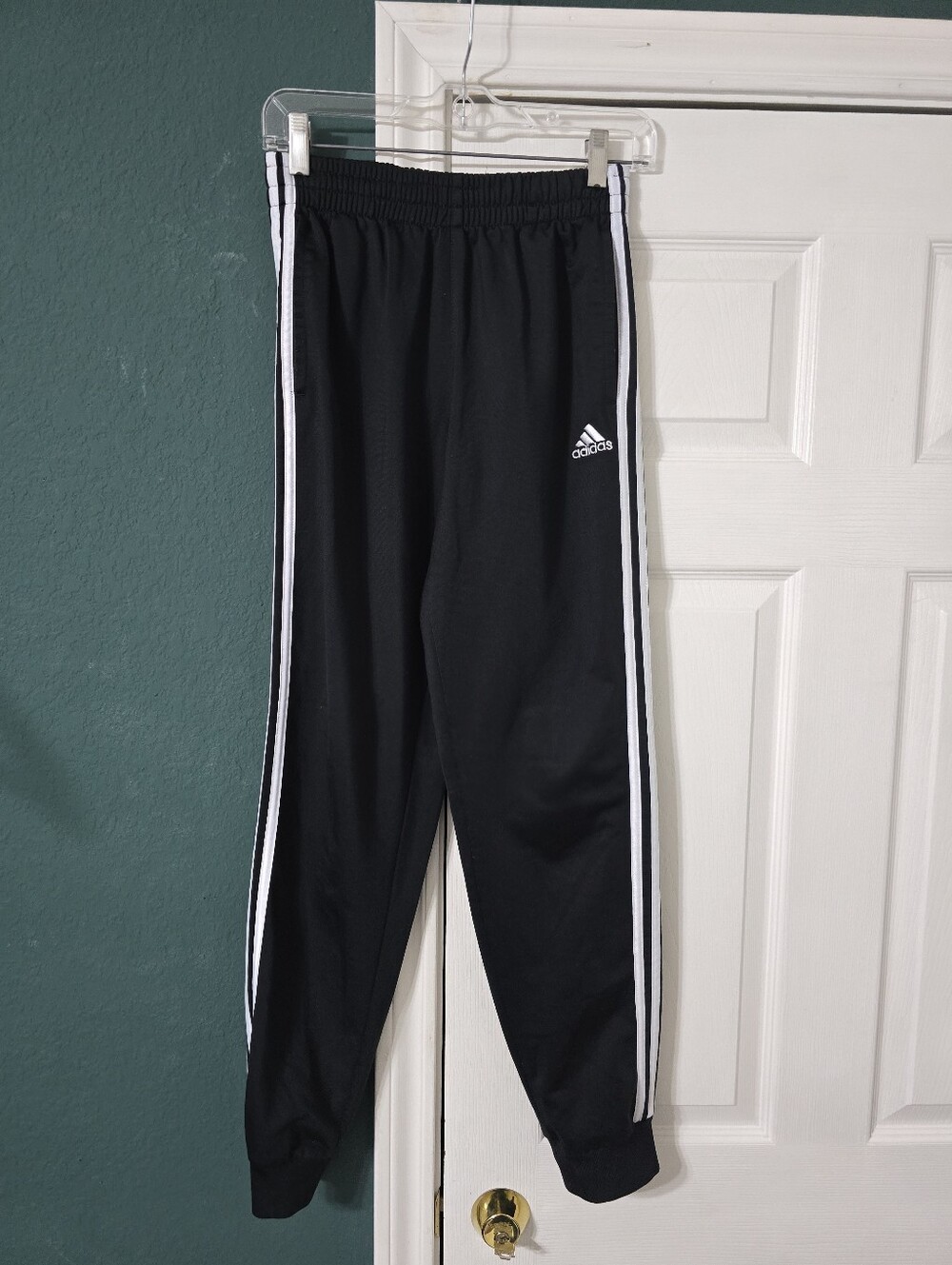 Adidas Kida Black Jogger Track Pants XL 3 White Stripes Sporty Activewear